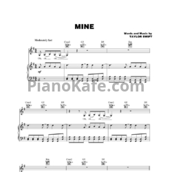 Ноты Taylor Swift - Mine (Версия 2) - предпросмотр