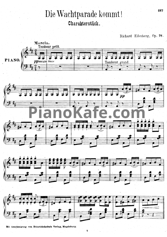 Ноты Р. Эйленберг - Die Wachtparade kommt (Op. 78) - PianoKafe.com