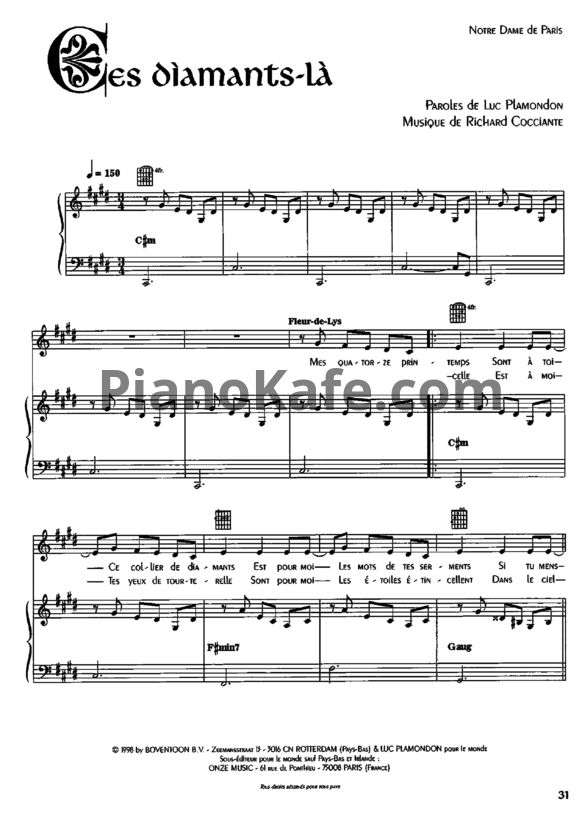 Ноты Riccardo Cocciante - Ces diamants-la - PianoKafe.com
