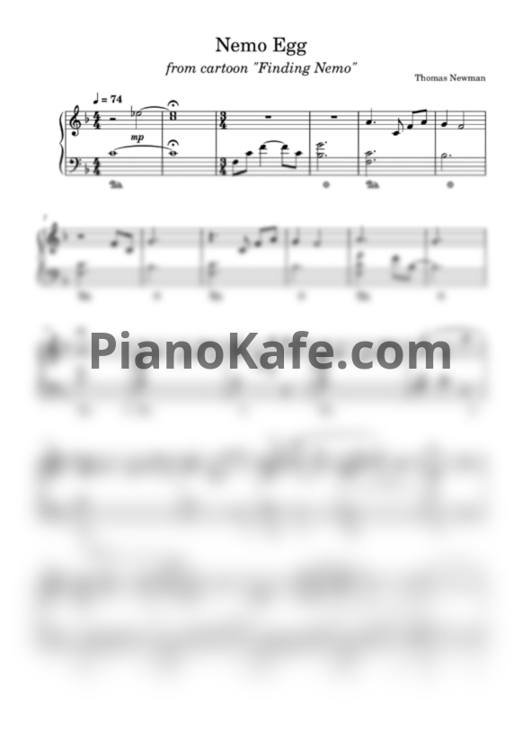 Ноты Thomas Newman - Nemo egg - PianoKafe.com