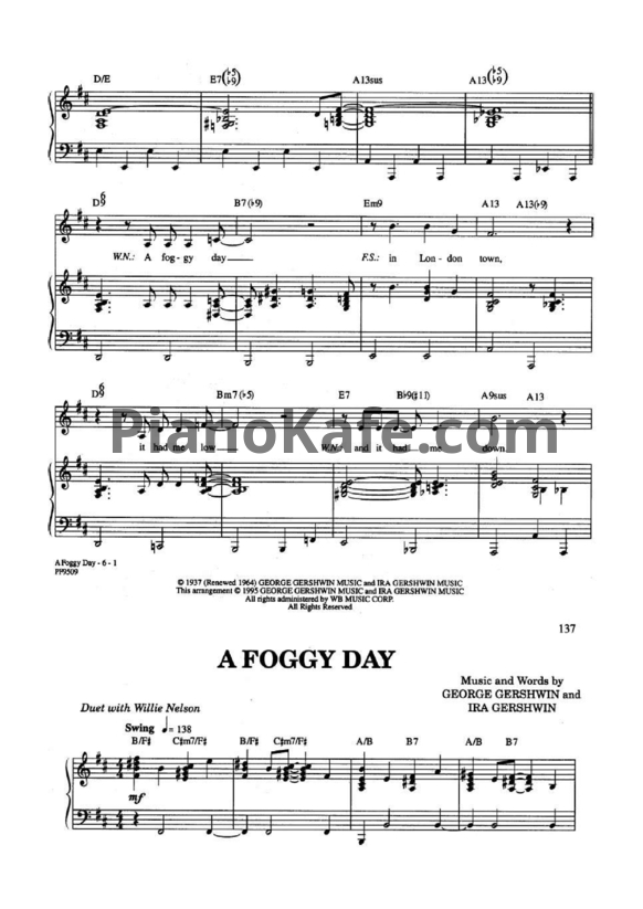 Ноты Frank Sinatra - A foggy day - PianoKafe.com
