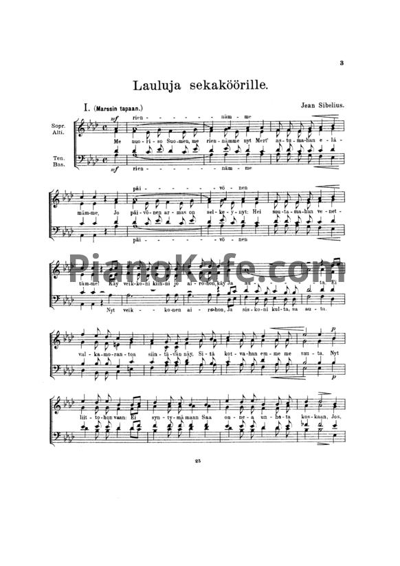 Ноты Ян Сибелиус - 9 песен для хора (Op. 23) - PianoKafe.com
