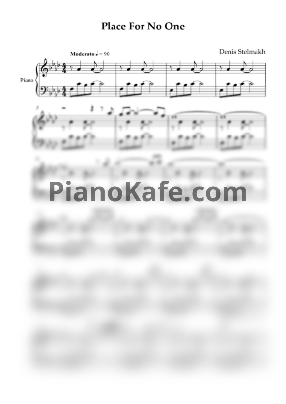 Ноты Denis Stelmakh - Place for no one - PianoKafe.com