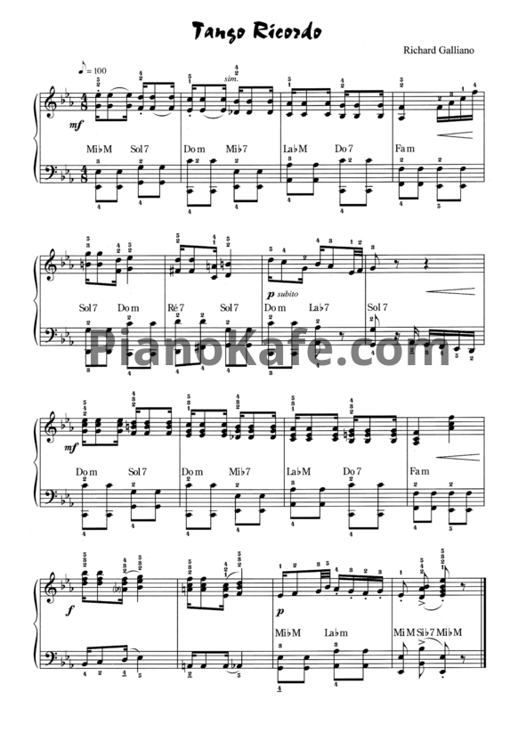 Ноты Richard Galliano - Tango Ricordo - PianoKafe.com
