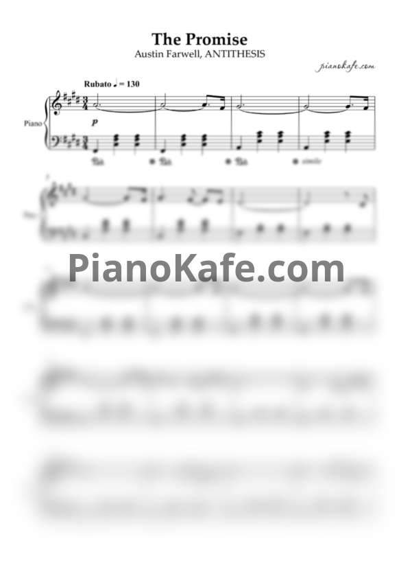 Ноты Austin Farwell, A N T I T H E S I S - The promise - PianoKafe.com