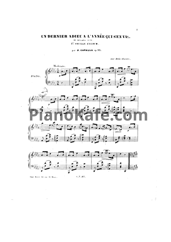 Ноты Peter Cavallo - Un dernier adieu à l'année qui s'en va!, Op. 53 - PianoKafe.com