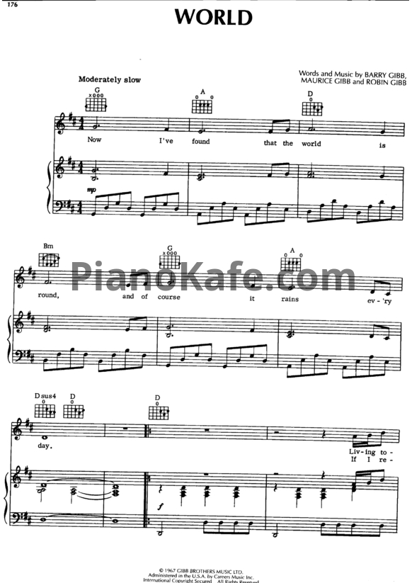 Ноты Bee Gees - World - PianoKafe.com
