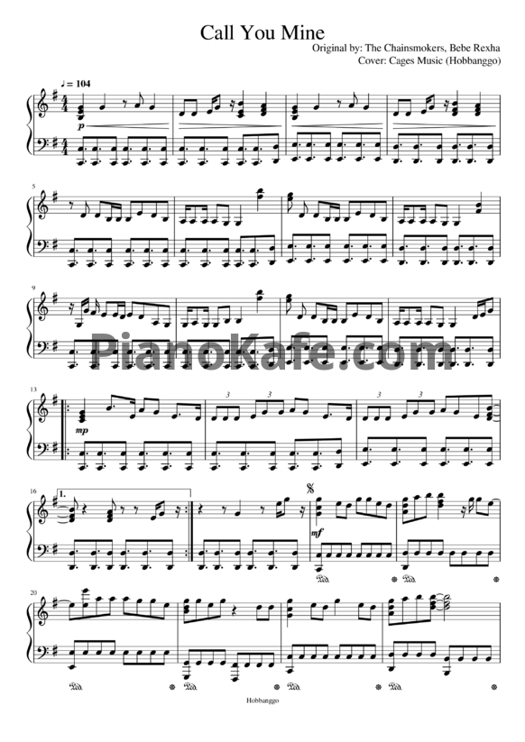 Ноты The Chainsmokers, Bebe Rexha - Call you mine - PianoKafe.com