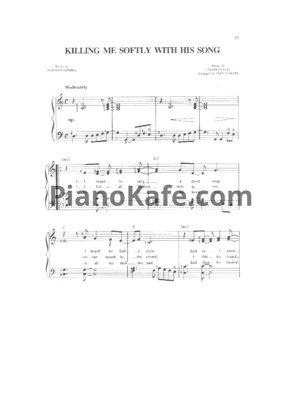 Ноты Charles Fox - Killing me softly with his song (Piano solo) - PianoKafe.com