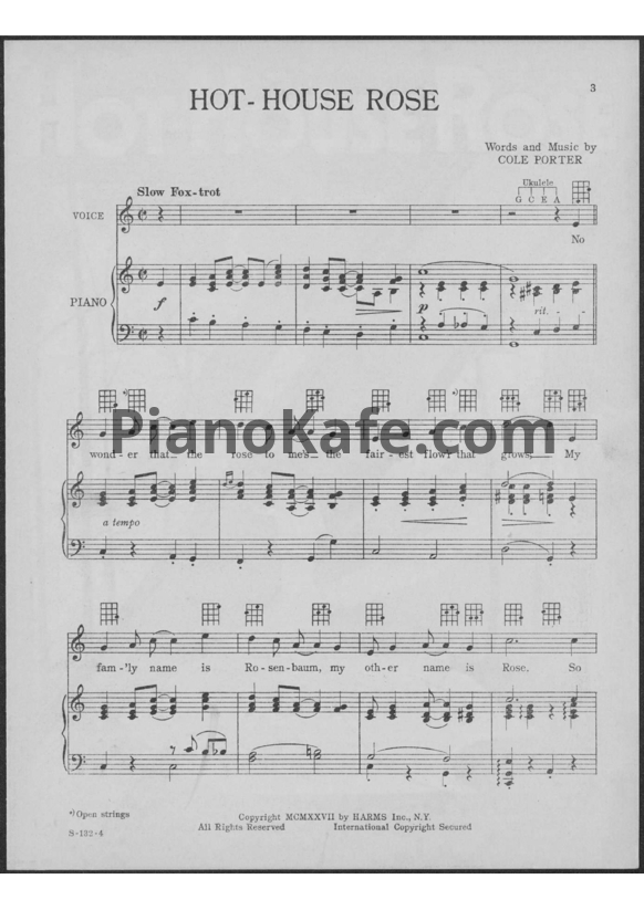 Ноты Cole Porter - Hot-House rose - PianoKafe.com