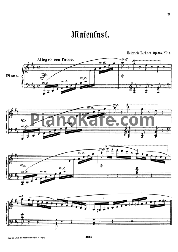 Ноты Генрих Лихнер - Maienlust (Op. 95 №5) - PianoKafe.com