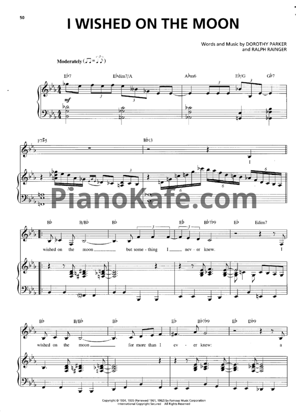Ноты Billie Holiday - I wished on the moon - PianoKafe.com