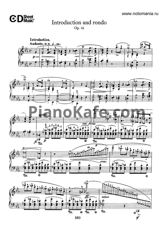 Ноты Ф. Шопен - Интродукция и рондо ми-бемоль мажор (Op. 16) - PianoKafe.com