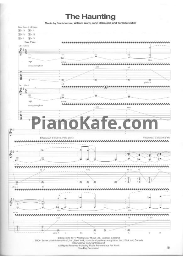 Ноты Black Sabbath - The haunting (Guitar tabs) - PianoKafe.com