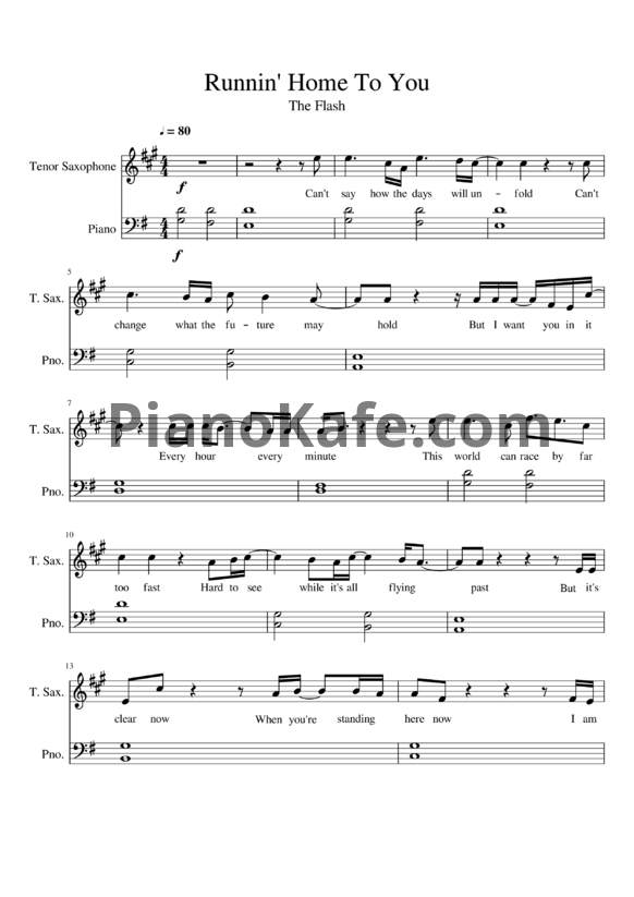 Ноты Grant Gustin - Running home to you (Версия 2) - PianoKafe.com