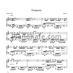 Ноты Taylor Swift - Gorgeous - предпросмотр