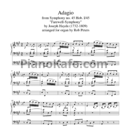 Ноты Йозеф Гайдн - Адажио из Симфонии №45 (Переложение для органа Роба Питерса) - предпросмотр