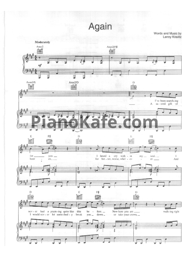 Ноты Lenny Kravitz - Again - PianoKafe.com