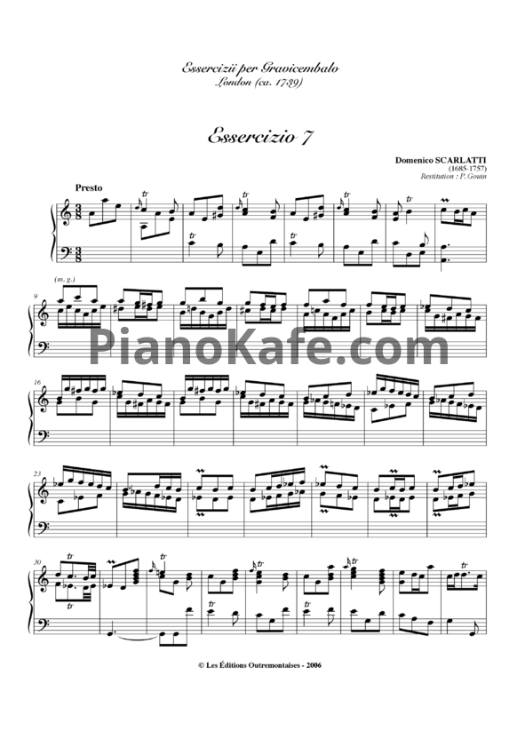 Ноты Д. Скарлатти - Соната K7 - PianoKafe.com