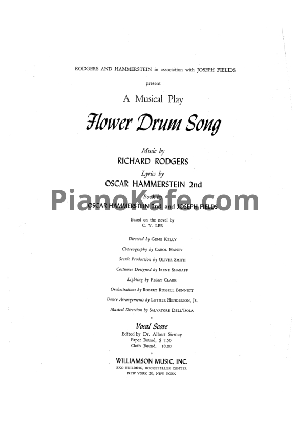 Ноты Richard Rodgers - Flower drum song (Книга нот) - PianoKafe.com