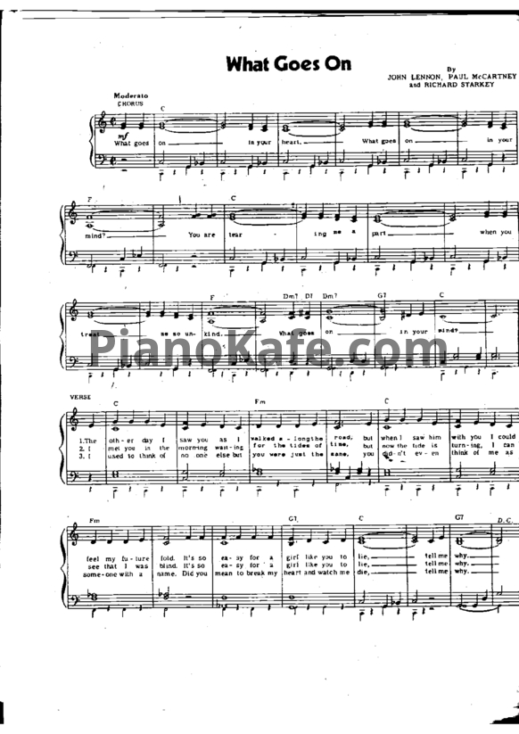 Ноты The Beatles - What goes on - PianoKafe.com