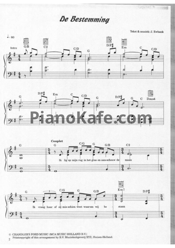 Ноты Marco Borsato - De Bestemming - PianoKafe.com