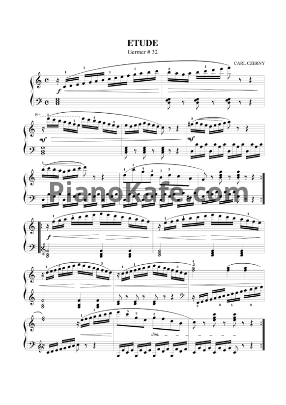 Ноты Карл Черни - Этюд №32 (Г. Гермер) - PianoKafe.com