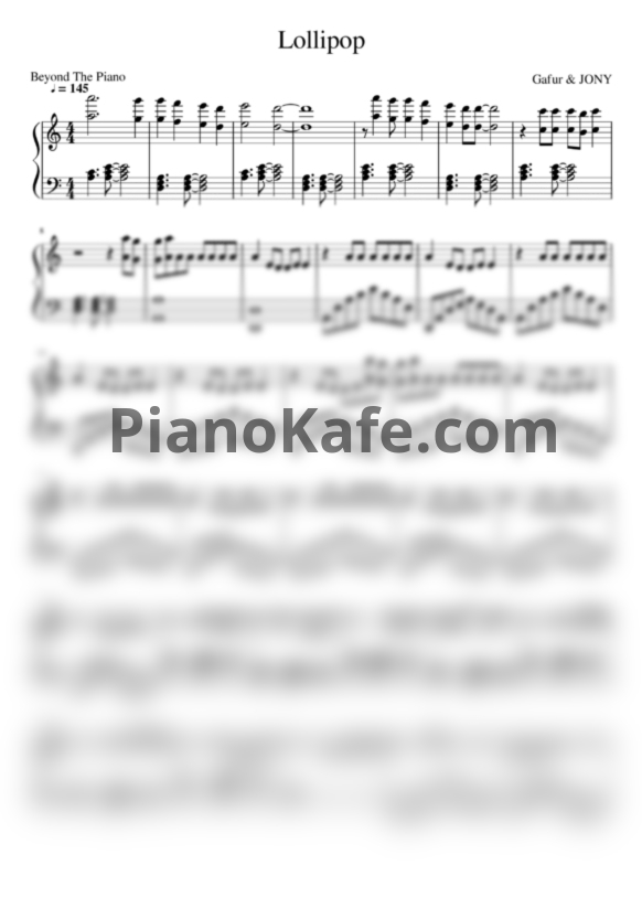 Ноты Gafur & JONY - Lollipop - PianoKafe.com