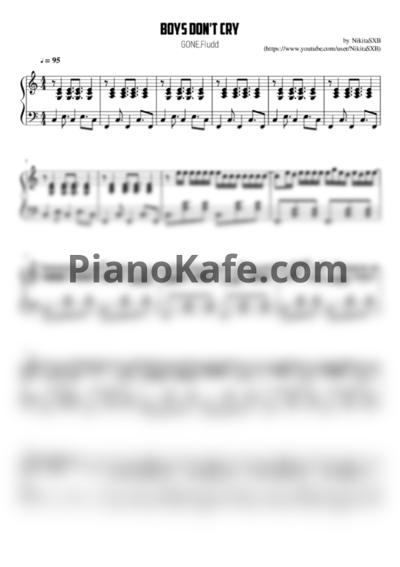 Ноты GONE. Fludd - Boys don't cry - PianoKafe.com