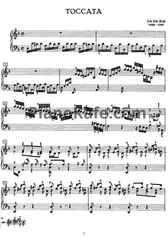 Ноты И. Бах - Токката ре минор (BWV 913) - PianoKafe.com