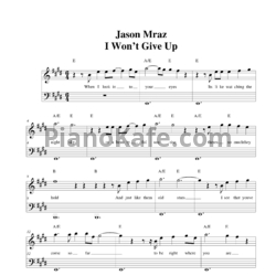 Ноты Jason Mraz - I won't give up - предпросмотр