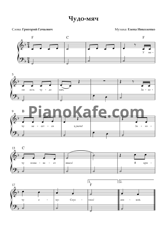 Ноты Елена Николенко - Чудо-мяч - PianoKafe.com