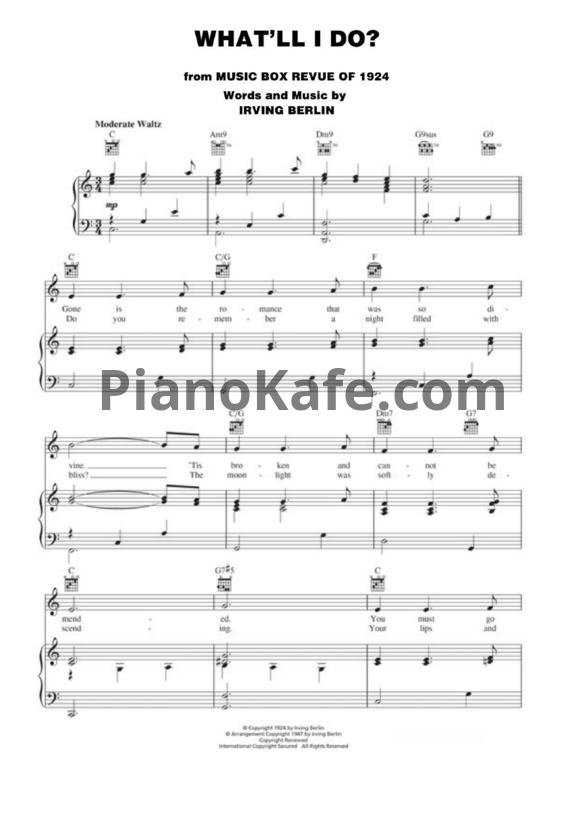 Ноты Irving Berlin - What'll I do? - PianoKafe.com