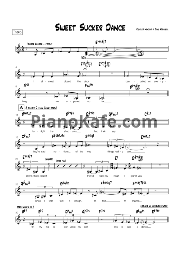 Ноты Joni Mitchell - Sweet sucker dance - PianoKafe.com