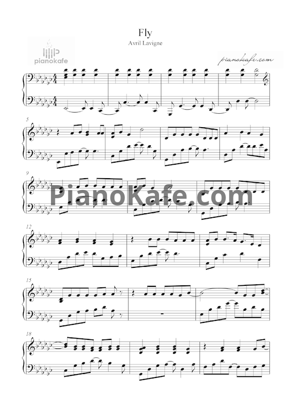 Ноты Avril Lavigne - Fly - PianoKafe.com
