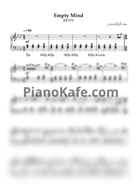 Ноты RIOPY - Empty mind - PianoKafe.com