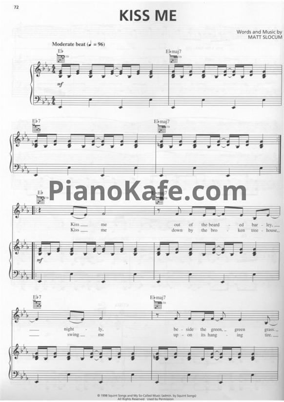 Ноты Sixpence None the Richer - Kiss me - PianoKafe.com