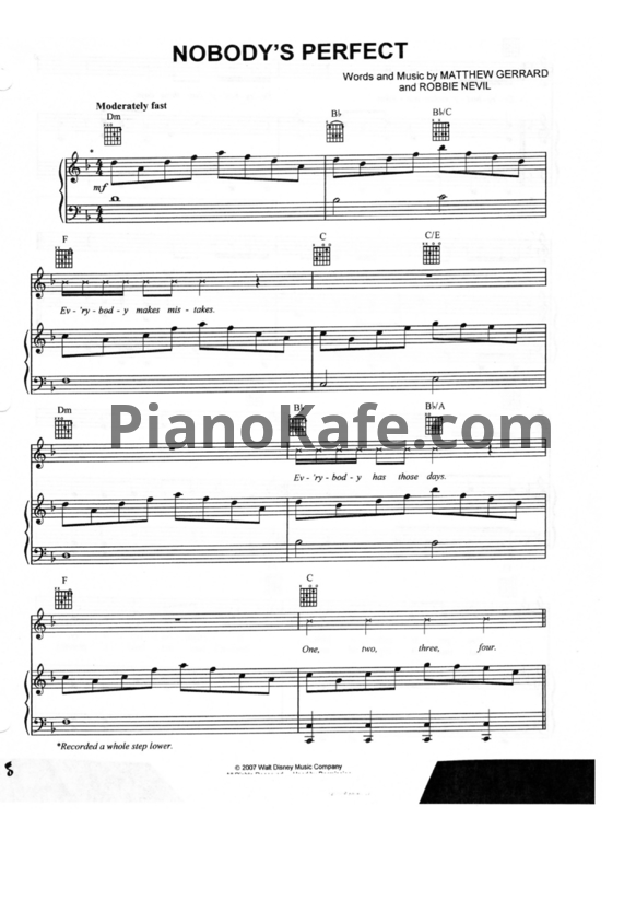 Ноты Hannah Montana - Nobody's perfect - PianoKafe.com