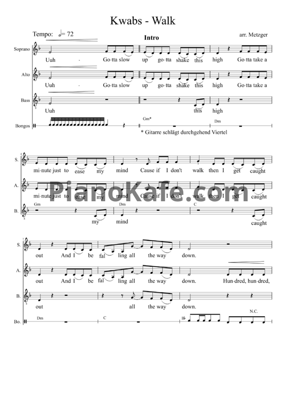 Ноты Kwabs - Walk - PianoKafe.com