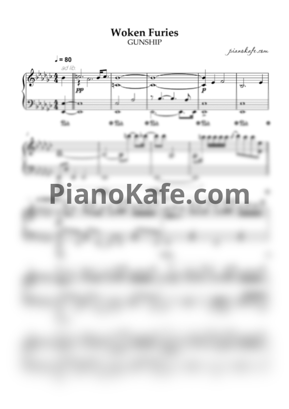 Ноты GUNSHIP - Woken furies (Instrumental) - PianoKafe.com