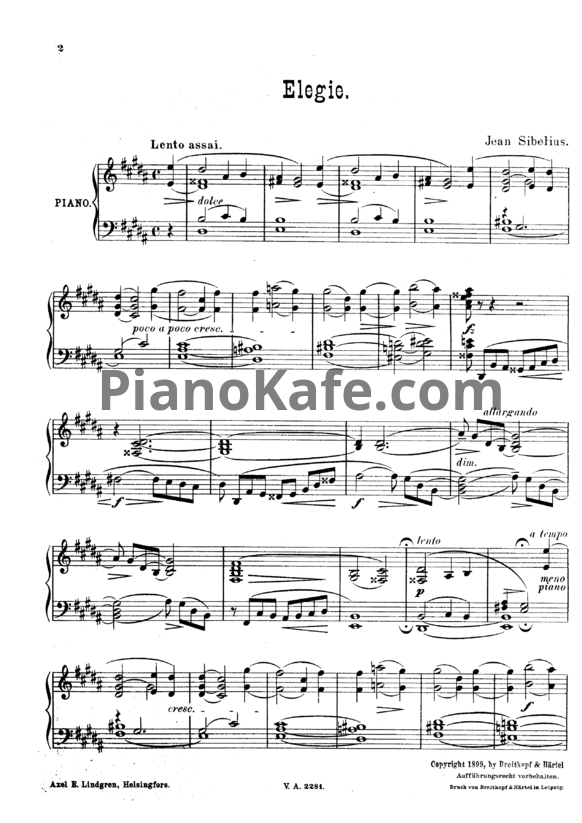 Ноты Ян Сибелиус - Король Кристиан II (Op. 27, клавир) - PianoKafe.com