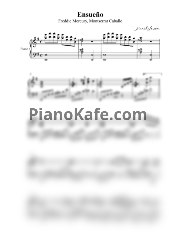Ноты Freddie Mercury, Montserrat Caballe - Ensueno (Аккомпанемент) - PianoKafe.com