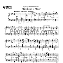 Ноты И. Падеревский - Мелодия си мажор (Op. 8, №3) - предпросмотр