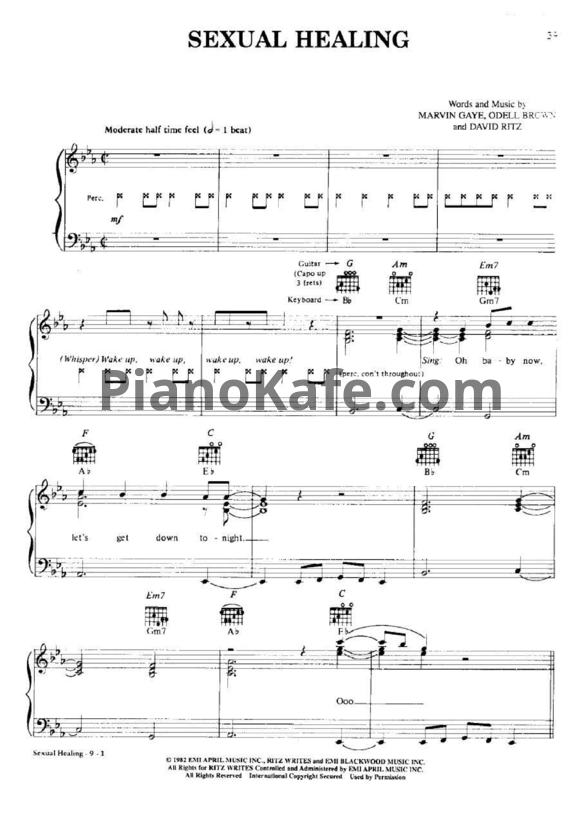 Ноты Marvin Gaye - Sexual healing (Piano solo) - PianoKafe.com