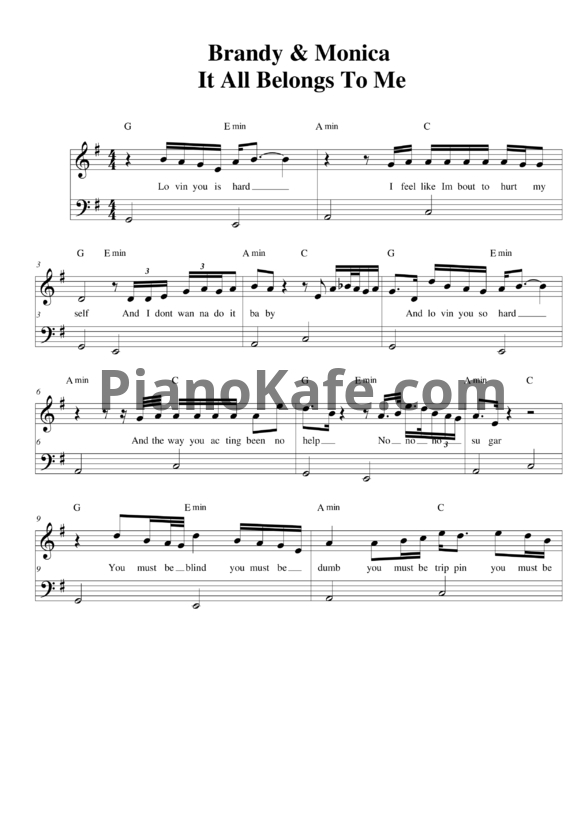 Ноты Brandy And Monica - It all belongs to me - PianoKafe.com