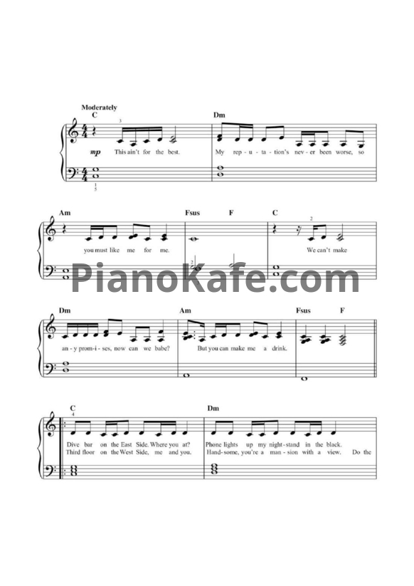 Ноты Taylor Swift - Delicate (Версия 2) - PianoKafe.com