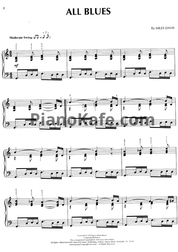 Ноты Jazz piano solos: Jazz blues - PianoKafe.com