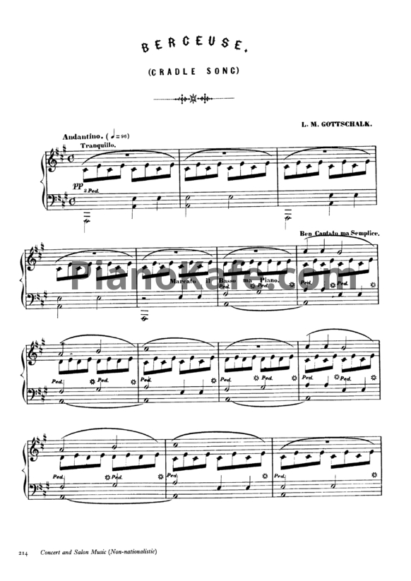 Ноты Луи Моро Готшалк - Berceuse (Op. 47) - PianoKafe.com