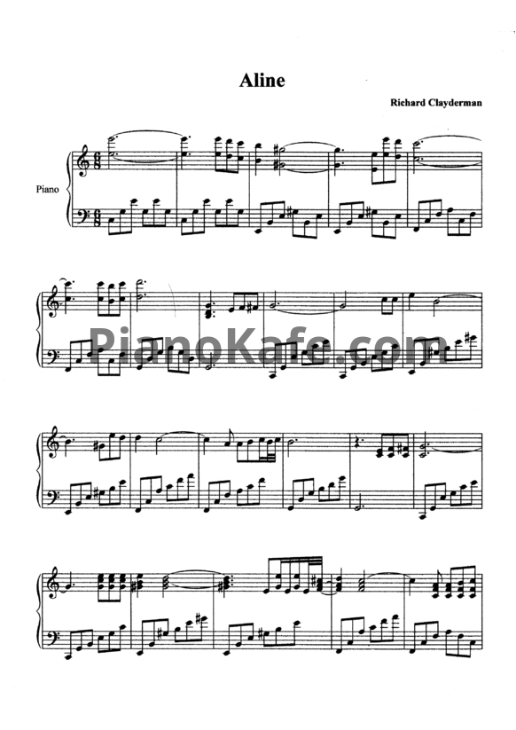 Ноты Richard Clayderman - Aline - PianoKafe.com