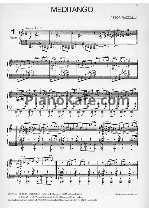 Ноты Astor Piazzolla - Meditango - PianoKafe.com